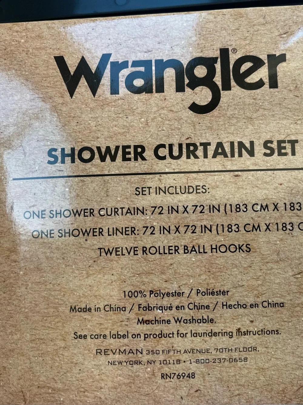 Wrangler Black and White Shower Curtain Ball Hook Set